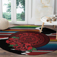 Mexico Aztec Circle Round Carpet Poncho Pattern