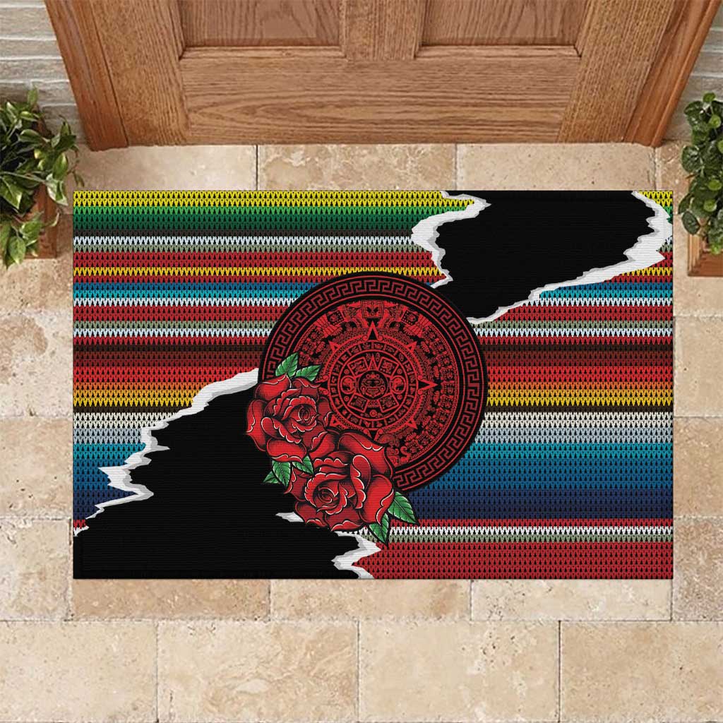 Mexico Aztec Circle Rubber Doormat Poncho Pattern
