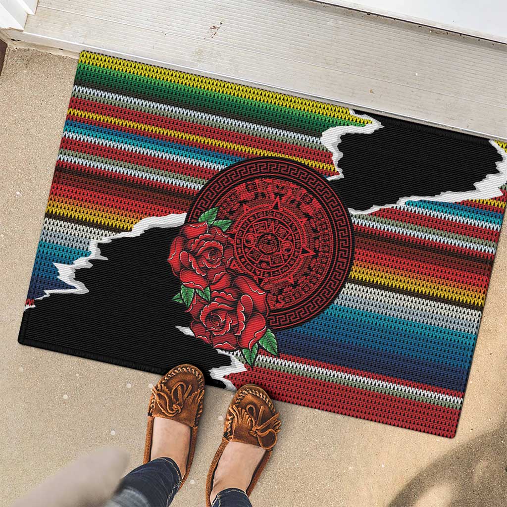 Mexico Aztec Circle Rubber Doormat Poncho Pattern