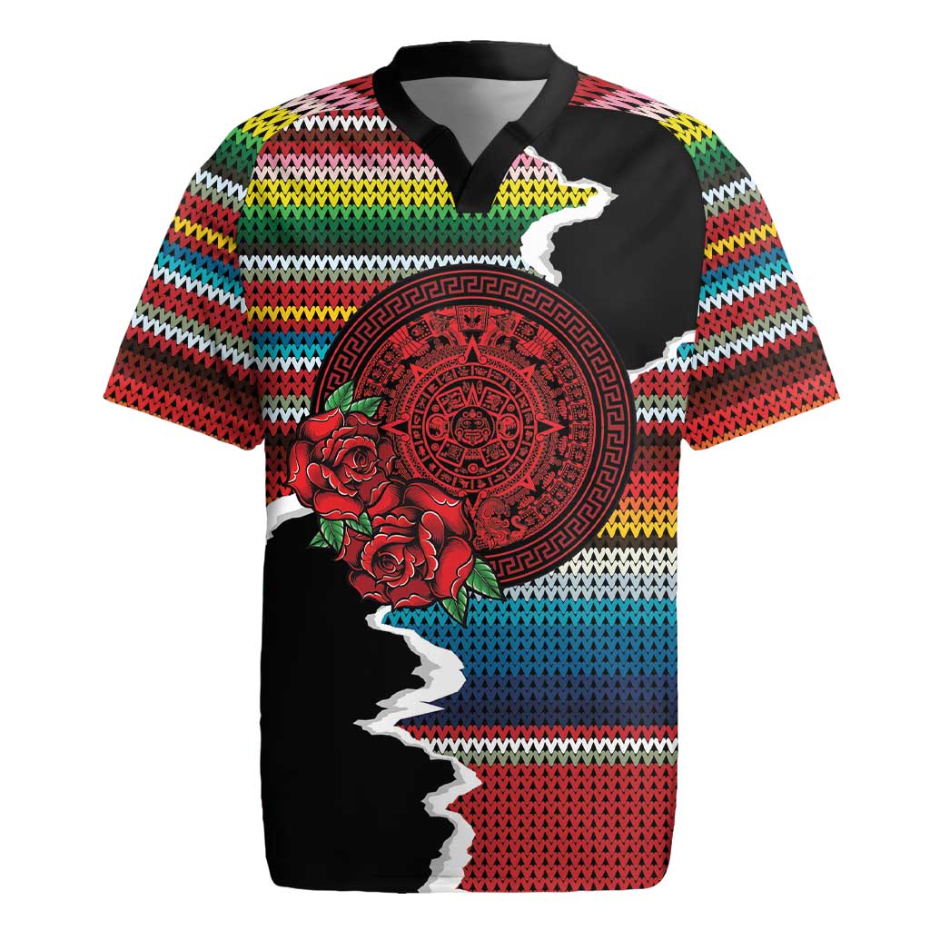 Mexico Aztec Circle Rugby Jersey Poncho Pattern
