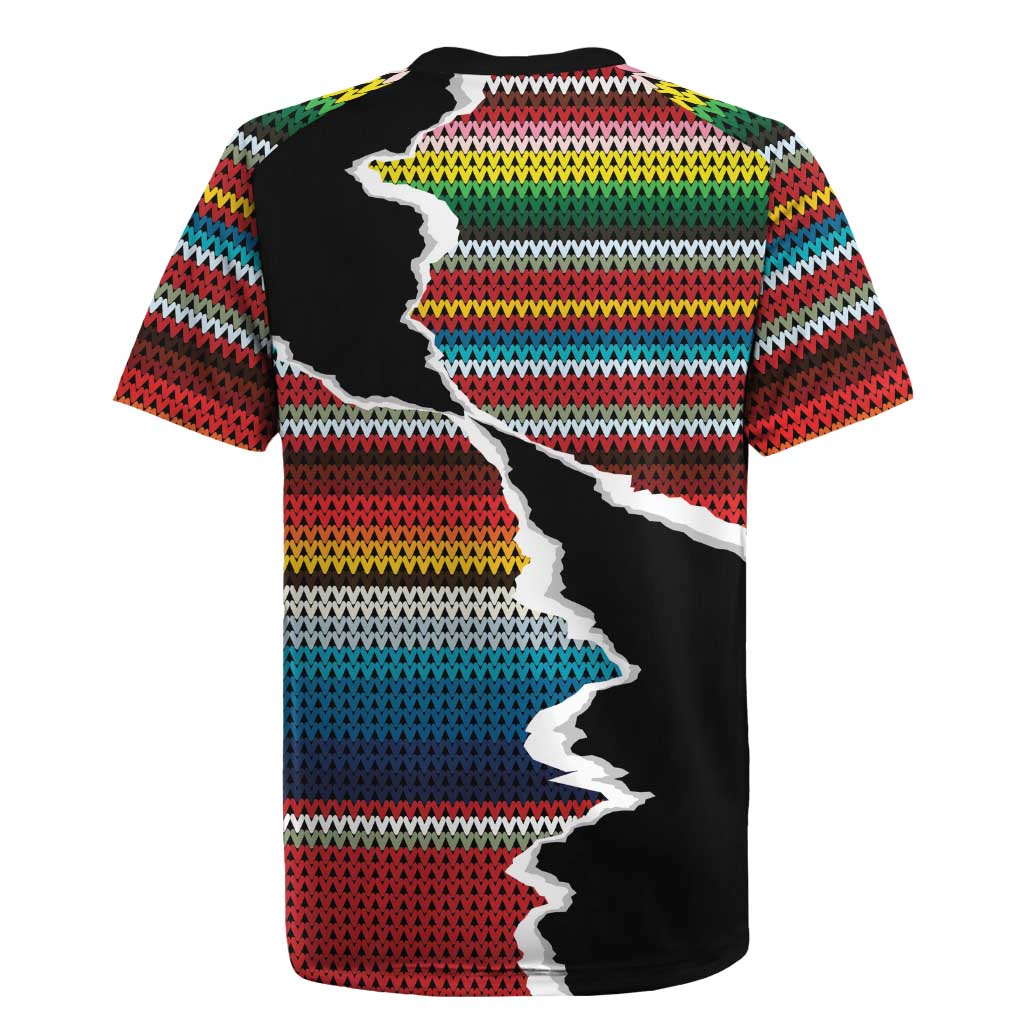 Mexico Aztec Circle Rugby Jersey Poncho Pattern