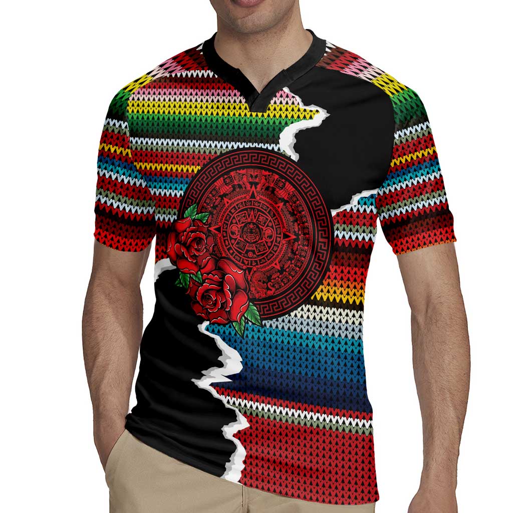 Mexico Aztec Circle Rugby Jersey Poncho Pattern