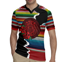 Mexico Aztec Circle Rugby Jersey Poncho Pattern