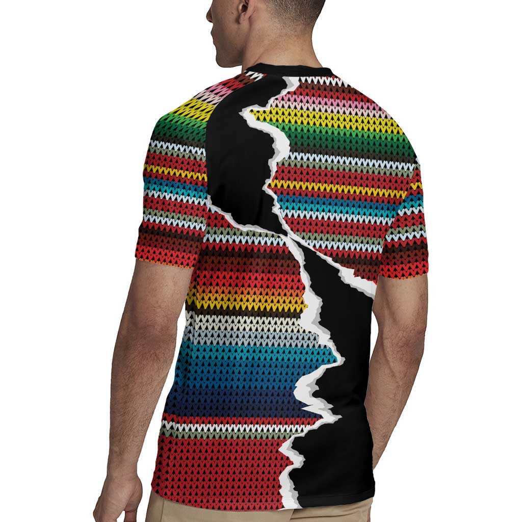 Mexico Aztec Circle Rugby Jersey Poncho Pattern