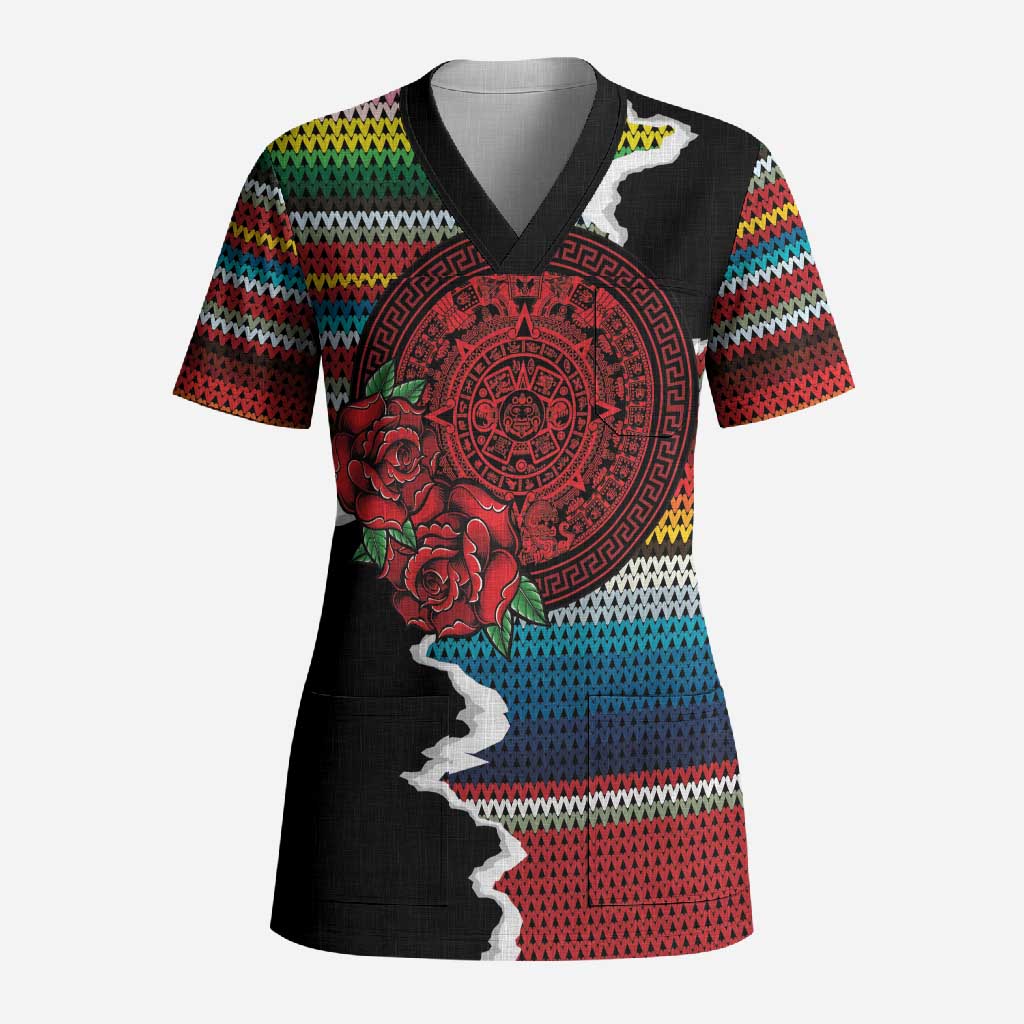 Mexico Aztec Circle Scrub Top Poncho Pattern