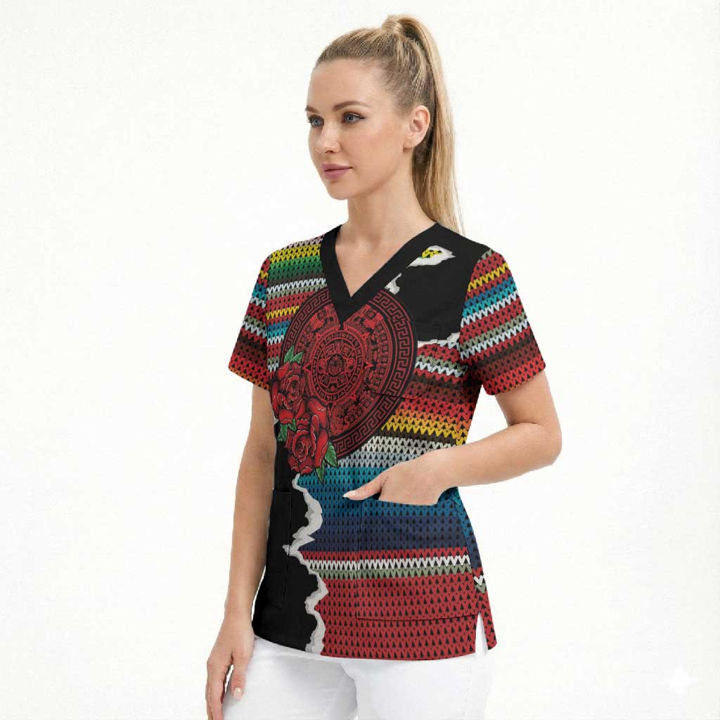 Mexico Aztec Circle Scrub Top Poncho Pattern
