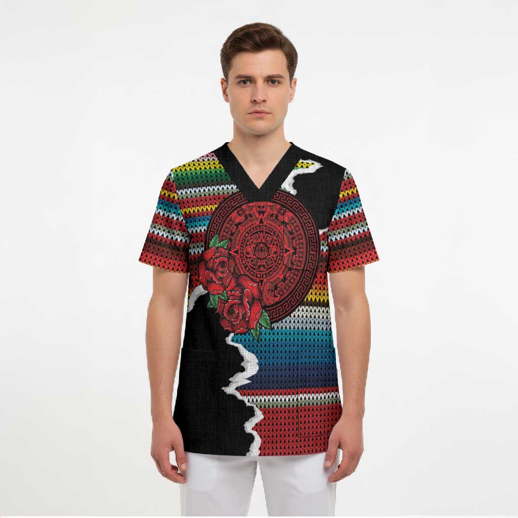 Mexico Aztec Circle Scrub Top Poncho Pattern