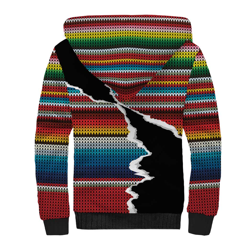 Mexico Aztec Circle Sherpa Hoodie Poncho Pattern