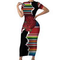 Mexico Aztec Circle Short Sleeve Bodycon Dress Poncho Pattern