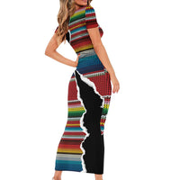 Mexico Aztec Circle Short Sleeve Bodycon Dress Poncho Pattern