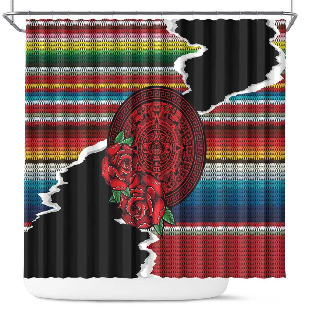 Mexico Aztec Circle Shower Curtain Poncho Pattern