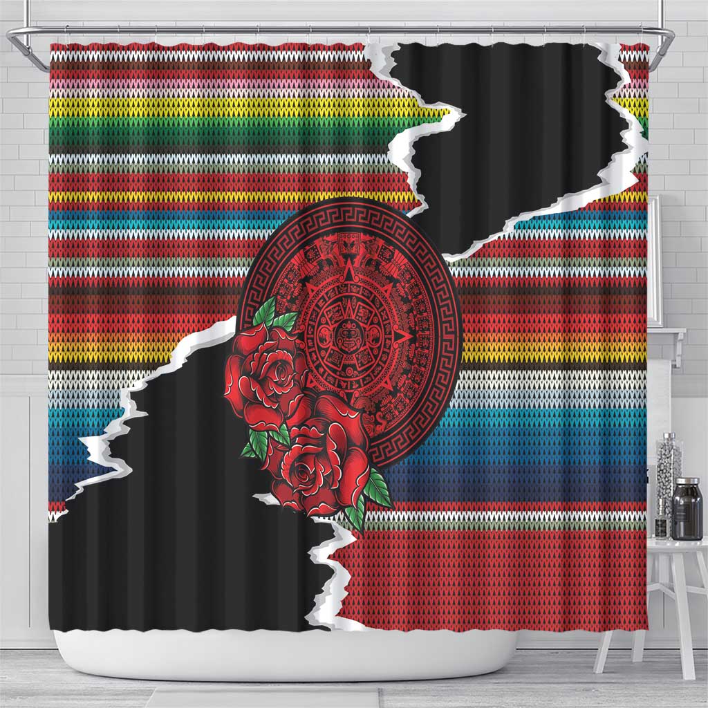 Mexico Aztec Circle Shower Curtain Poncho Pattern