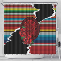Mexico Aztec Circle Shower Curtain Poncho Pattern