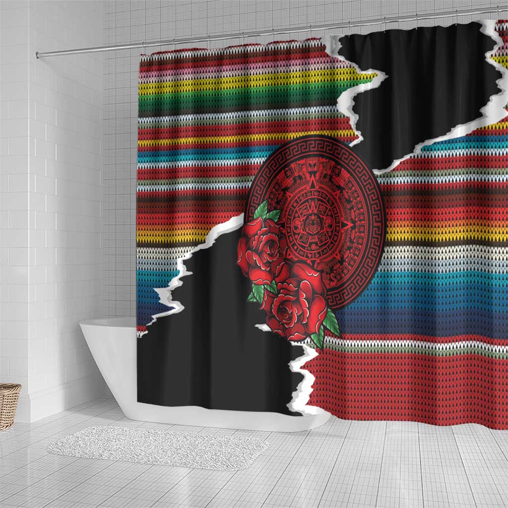 Mexico Aztec Circle Shower Curtain Poncho Pattern