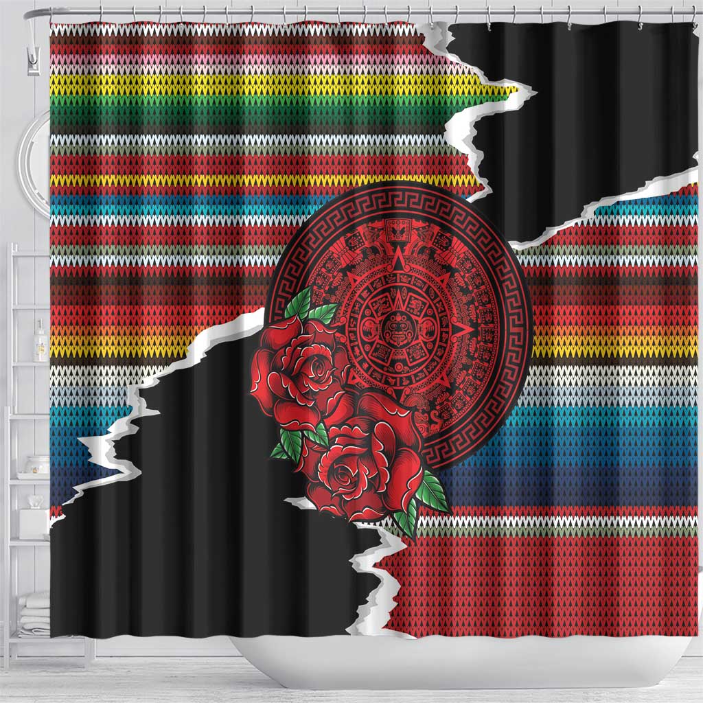 Mexico Aztec Circle Shower Curtain Poncho Pattern