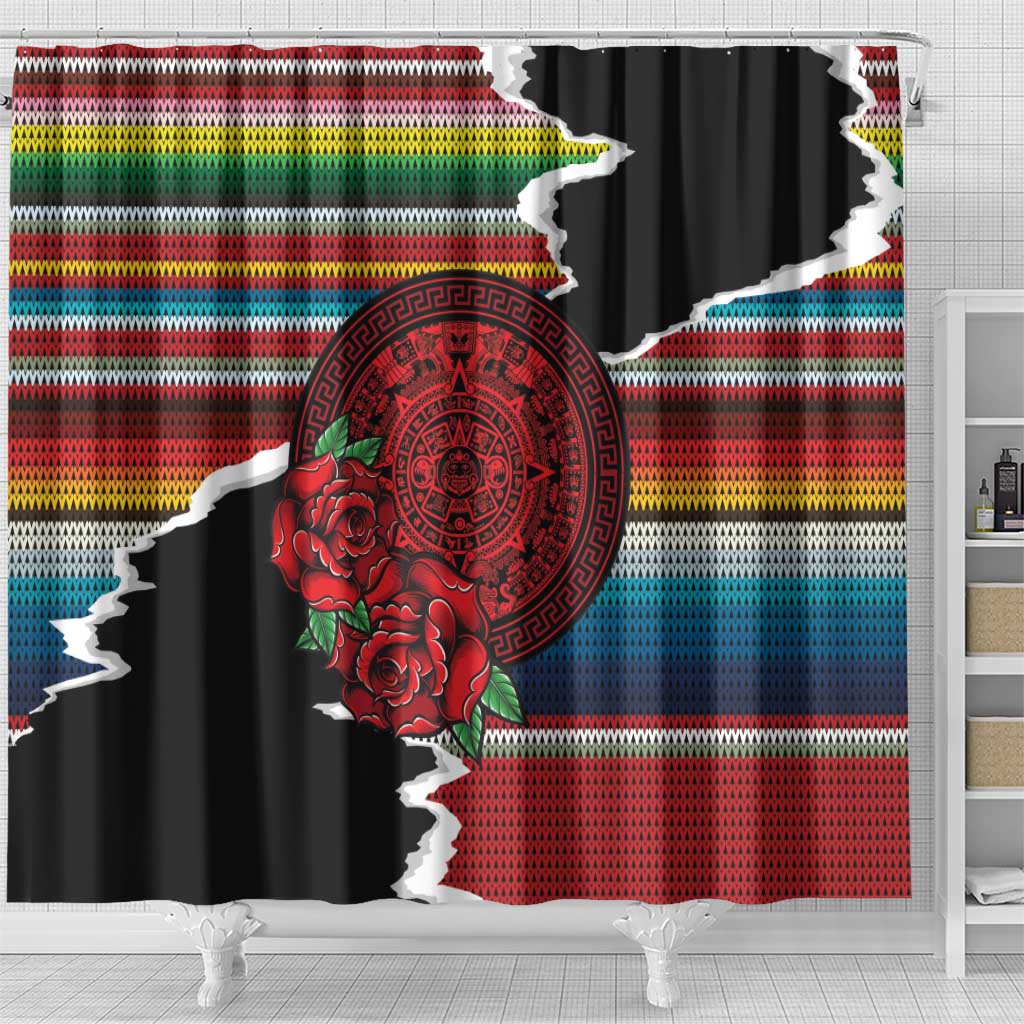 Mexico Aztec Circle Shower Curtain Poncho Pattern