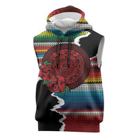 Mexico Aztec Circle Sleeveless Hoodie Poncho Pattern