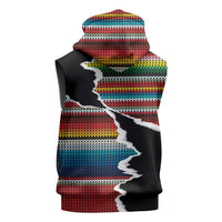Mexico Aztec Circle Sleeveless Hoodie Poncho Pattern