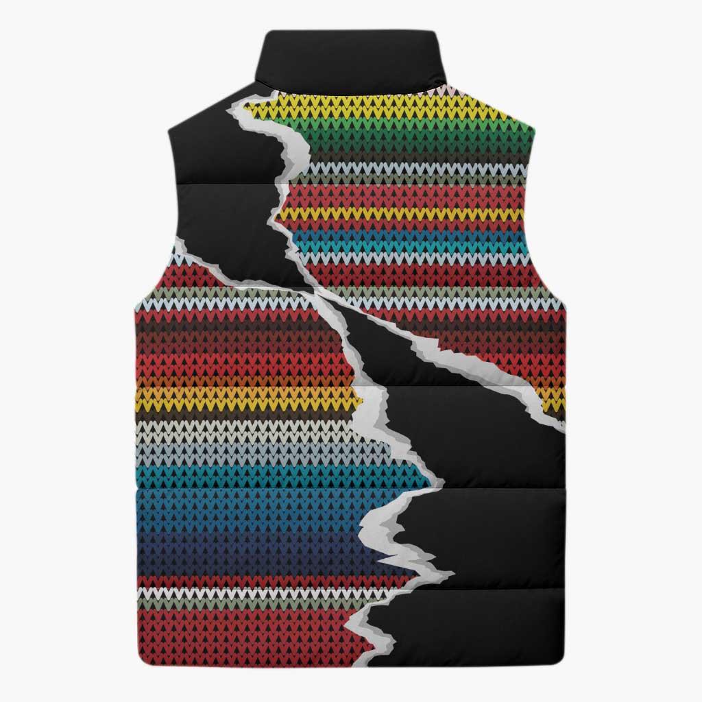 Mexico Aztec Circle Sleeveless Puffer Jacket Poncho Pattern