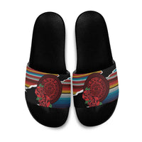 Mexico Aztec Circle Slide Sandals Poncho Pattern