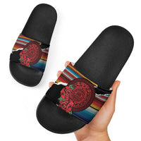 Mexico Aztec Circle Slide Sandals Poncho Pattern