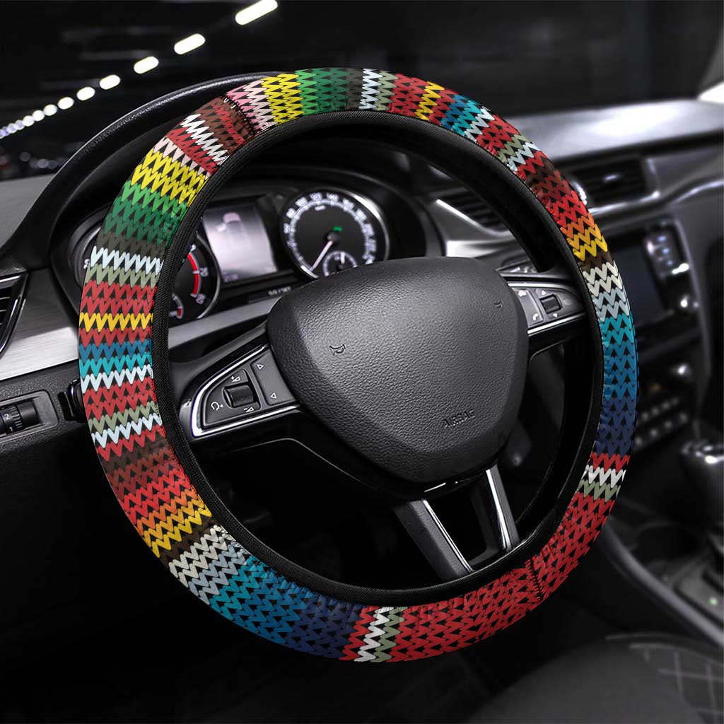 Mexico Aztec Circle Steering Wheel Cover Poncho Pattern