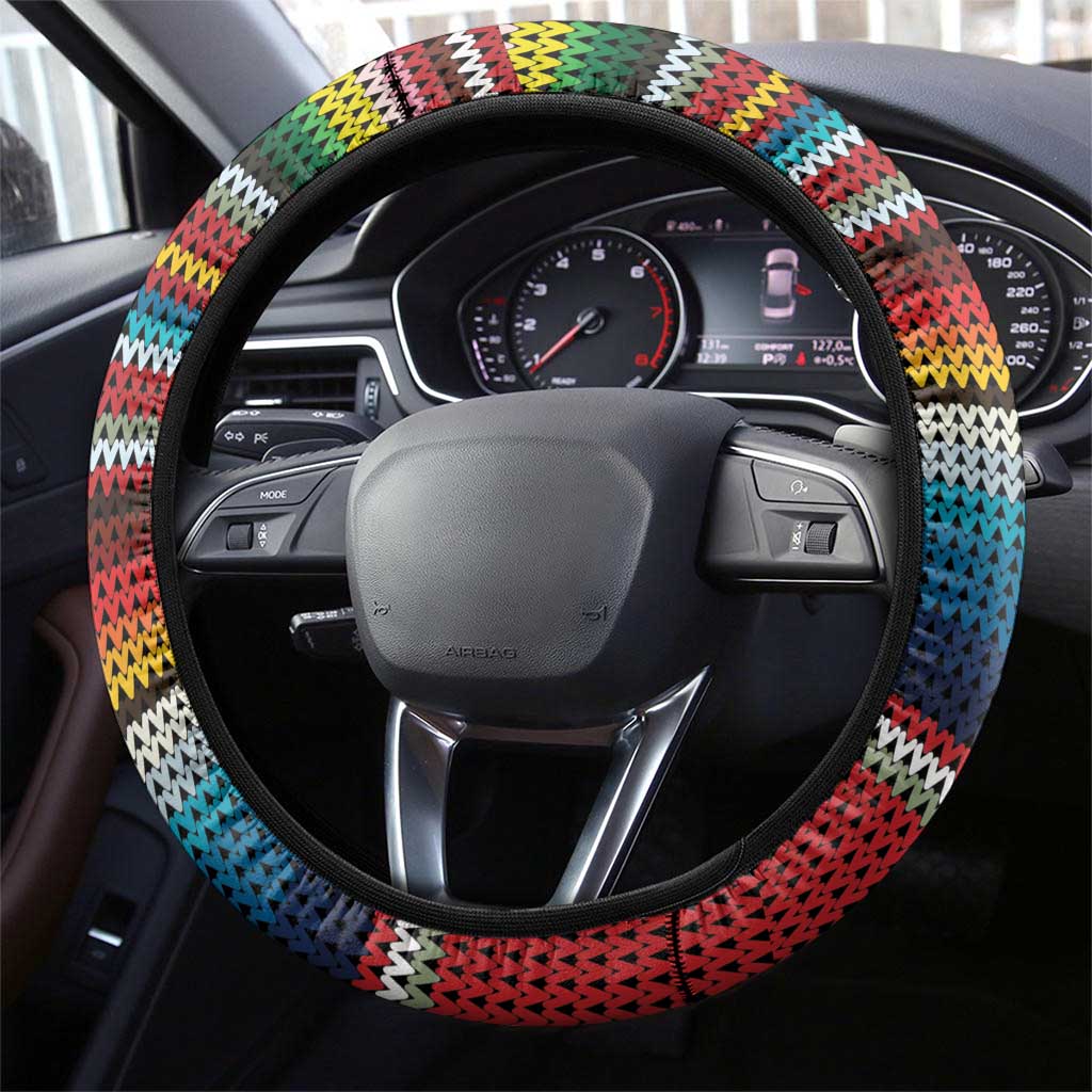 Mexico Aztec Circle Steering Wheel Cover Poncho Pattern