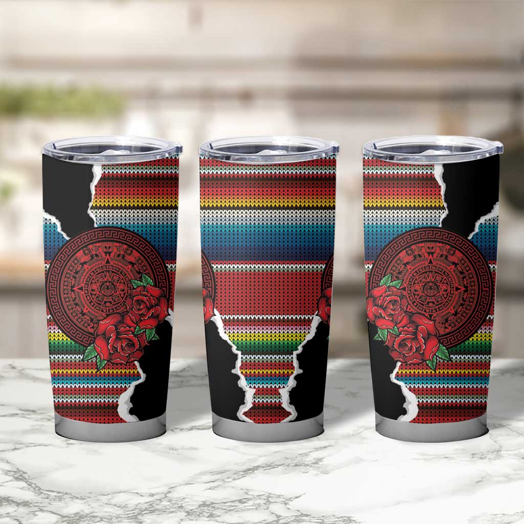 Mexico Aztec Circle Tumbler Cup Poncho Pattern
