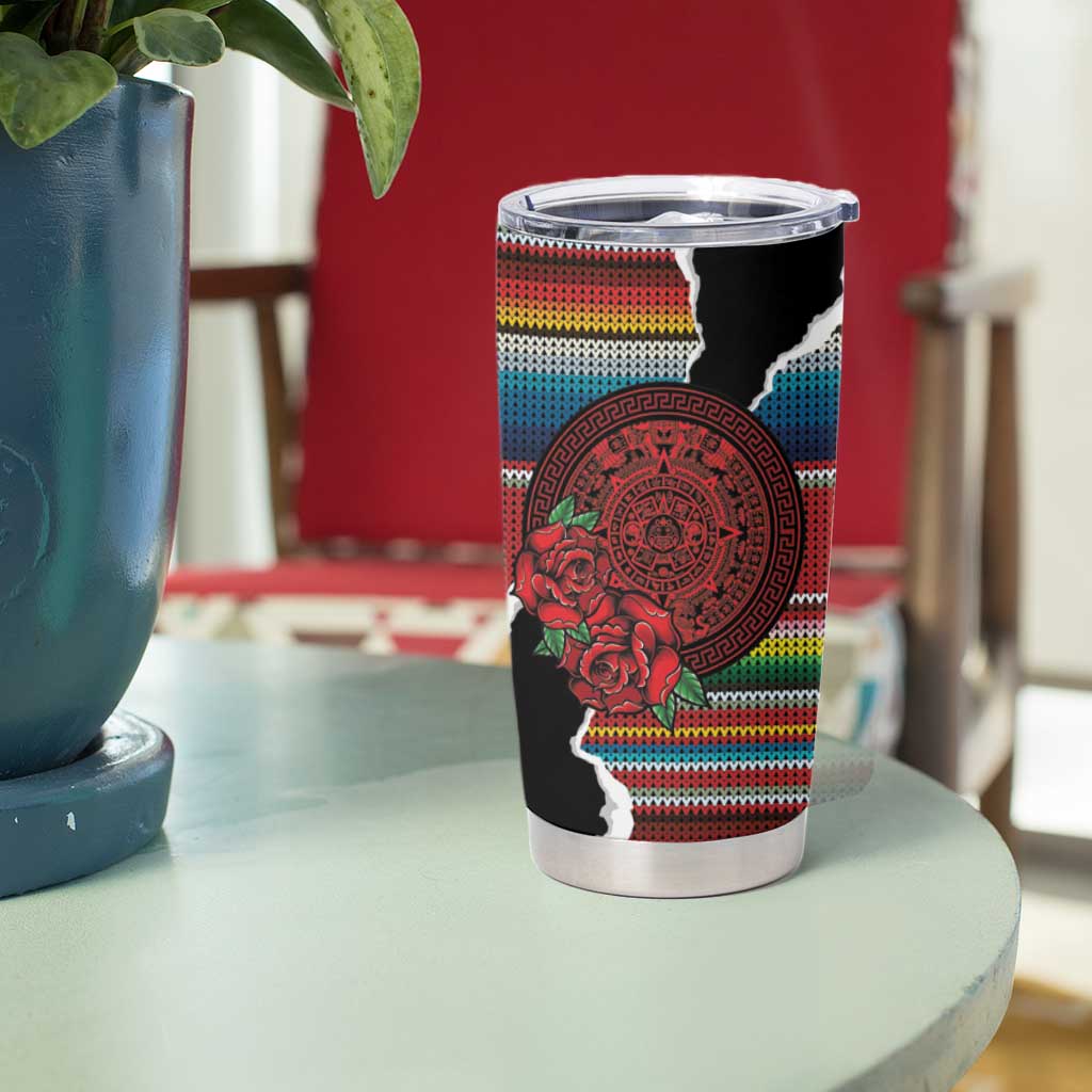 Mexico Aztec Circle Tumbler Cup Poncho Pattern