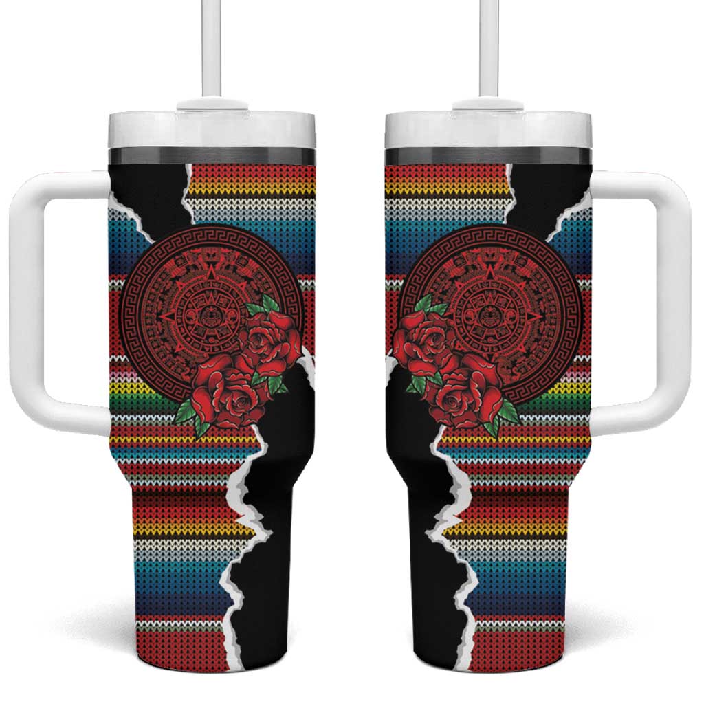 Mexico Aztec Circle Tumbler With Handle Poncho Pattern