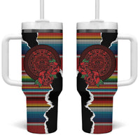Mexico Aztec Circle Tumbler With Handle Poncho Pattern