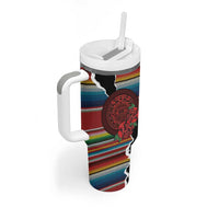 Mexico Aztec Circle Tumbler With Handle Poncho Pattern
