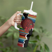 Mexico Aztec Circle Tumbler With Handle Poncho Pattern