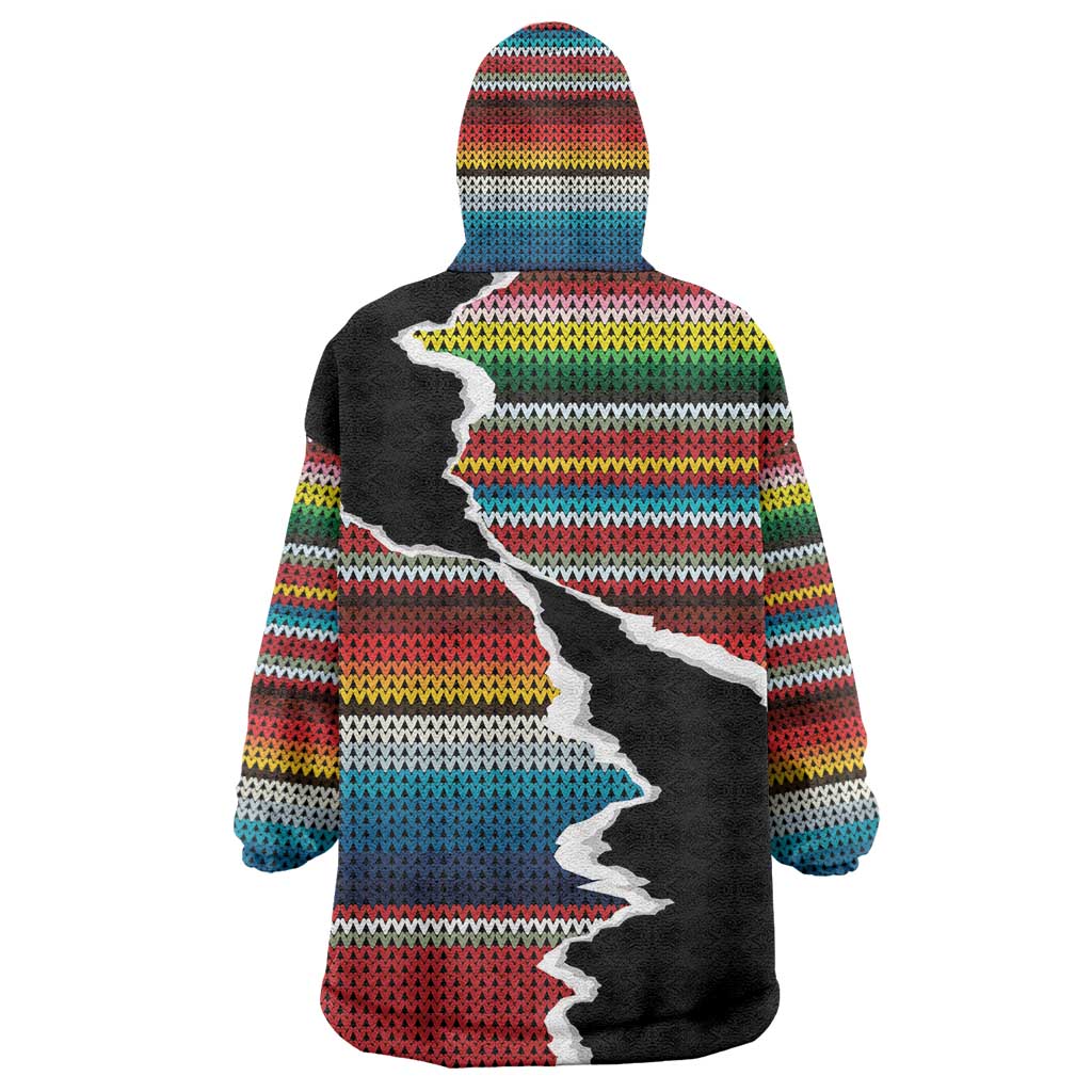 Mexico Aztec Circle Wearable Blanket Hoodie Poncho Pattern