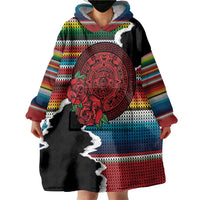 Mexico Aztec Circle Wearable Blanket Hoodie Poncho Pattern