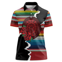 Mexico Aztec Circle Women Polo Shirt Poncho Pattern