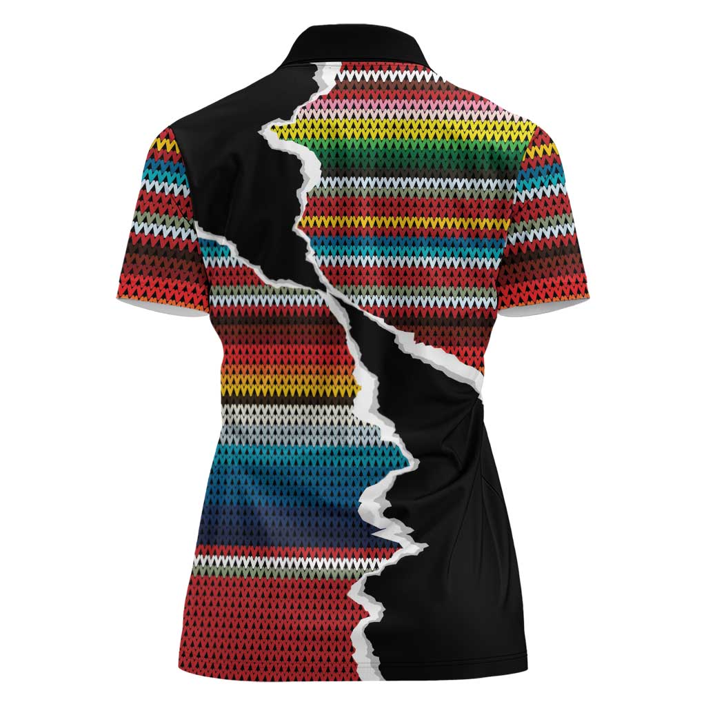 Mexico Aztec Circle Women Polo Shirt Poncho Pattern