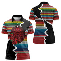 Mexico Aztec Circle Women Polo Shirt Poncho Pattern