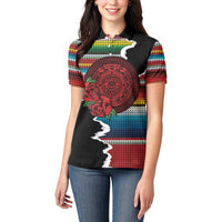 Mexico Aztec Circle Women Polo Shirt Poncho Pattern