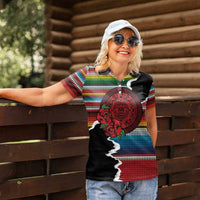 Mexico Aztec Circle Women Polo Shirt Poncho Pattern