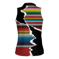 Mexico Aztec Circle Women Sleeveless Polo Shirt Poncho Pattern