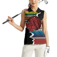 Mexico Aztec Circle Women Sleeveless Polo Shirt Poncho Pattern