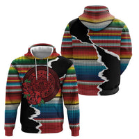 Mexico Aztec Circle Zip Hoodie Poncho Pattern