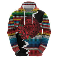 Mexico Aztec Circle Zip Hoodie Poncho Pattern