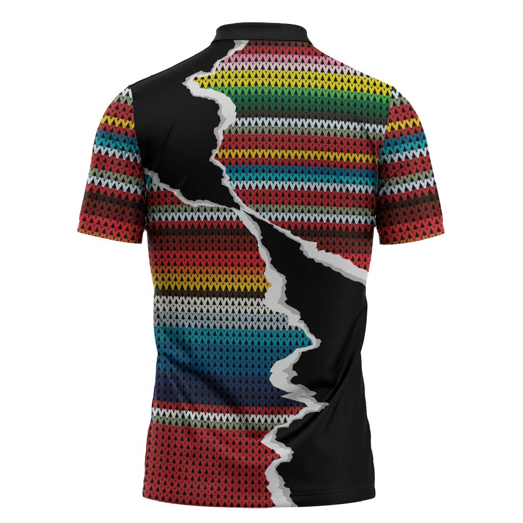 Mexico Aztec Circle Zipper Polo Shirt Poncho Pattern