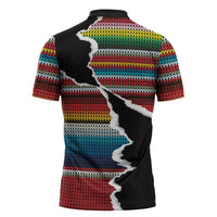 Mexico Aztec Circle Zipper Polo Shirt Poncho Pattern