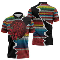 Mexico Aztec Circle Zipper Polo Shirt Poncho Pattern