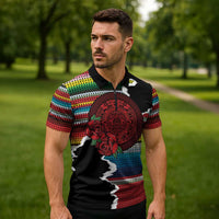 Mexico Aztec Circle Zipper Polo Shirt Poncho Pattern