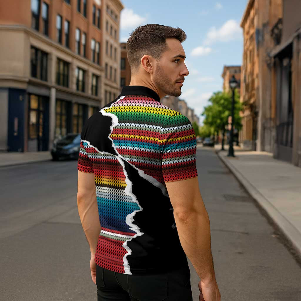 Mexico Aztec Circle Zipper Polo Shirt Poncho Pattern
