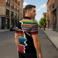 Mexico Aztec Circle Zipper Polo Shirt Poncho Pattern